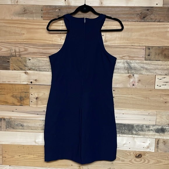 Trixxi size 11 Navy Blue High-neck Bodycon Super Stretchy Form Fitted Mini Dress - Picture 9 of 9